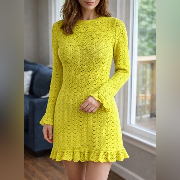 JW ANDERSON Dresses & Skirts - Frill Detail Long Sleeve Crochet Effect Dress" by JW Anderson